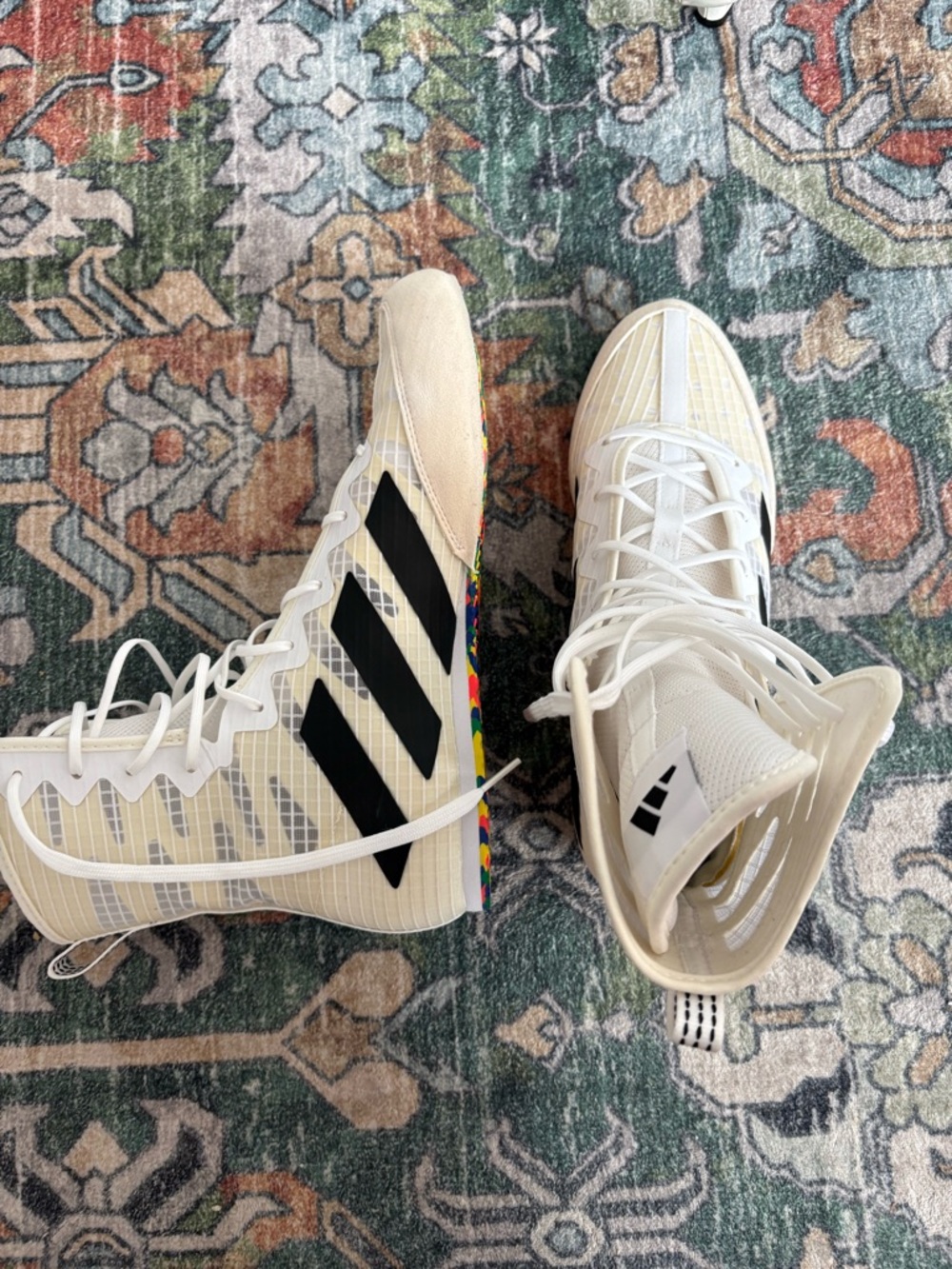 Adidas Boxing Shoes – White High-Top – Size 8 (Men’s) / 9.5 (Women’s) - Picture 2 of 6